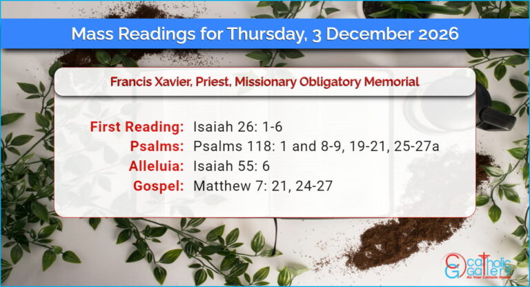 Daily Mass Readings for Thursday, 3 December 2026