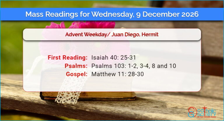 Daily Mass Readings for Wednesday, 9 December 2026