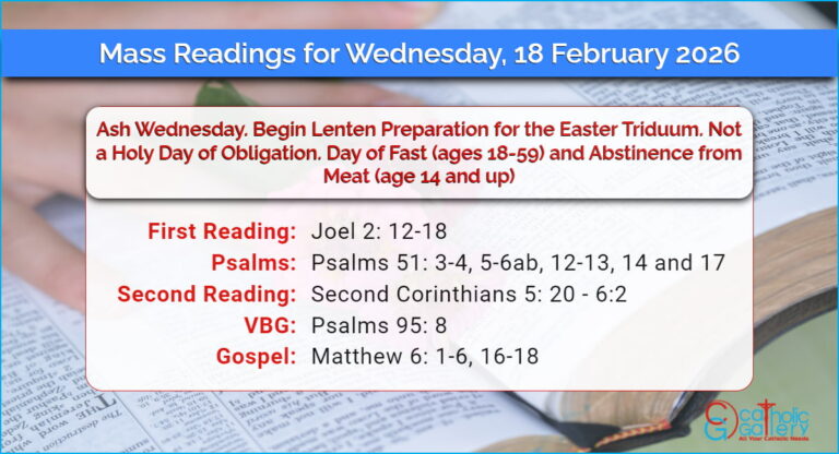 Daily Mass Readings for Wednesday, 18 February 2026