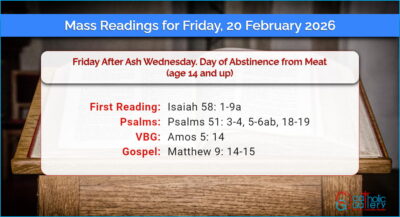 Daily Mass Readings for Friday, 20 February 2026