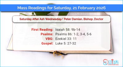 Daily Mass Readings for Saturday, 21 February 2026