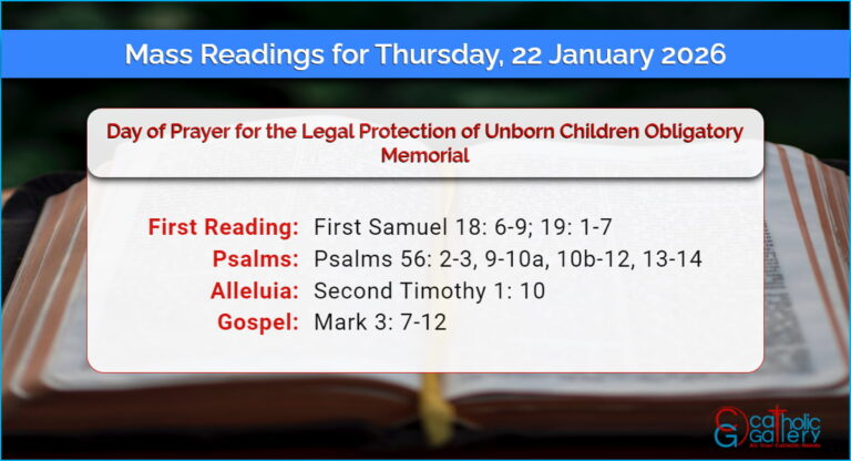 Daily Mass Readings for Thursday, 22 January 2026
