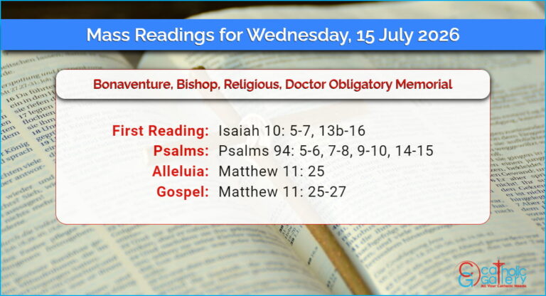 Daily Mass Readings for Wednesday, 15 July 2026