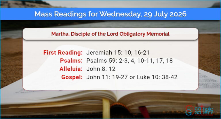 Daily Mass Readings for Wednesday, 29 July 2026