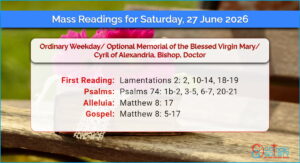Daily Mass Readings for Saturday, 27 June 2026