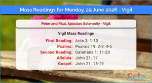 Daily Mass Readings for Monday, 29 June 2026 – Vigil