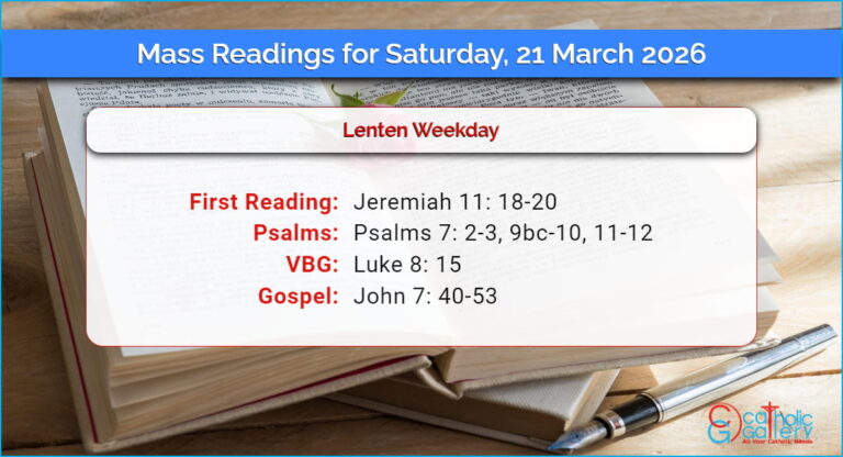 Daily Mass Readings for Saturday, 21 March 2026