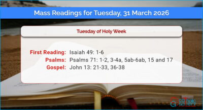 Daily Mass Readings for Tuesday, 31 March 2026