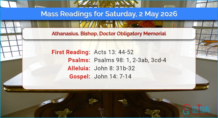 Daily Mass Readings for Saturday, 2 May 2026
