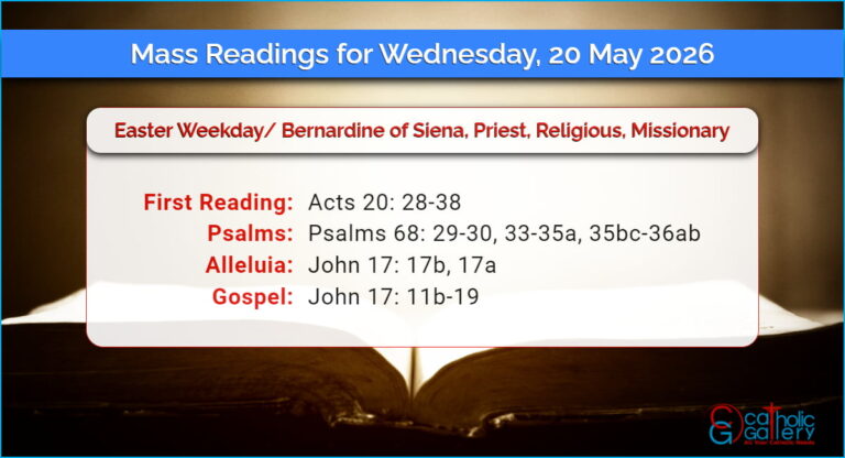 Daily Mass Readings for Wednesday, 20 May 2026
