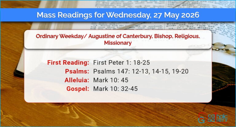 Daily Mass Readings for Wednesday, 27 May 2026