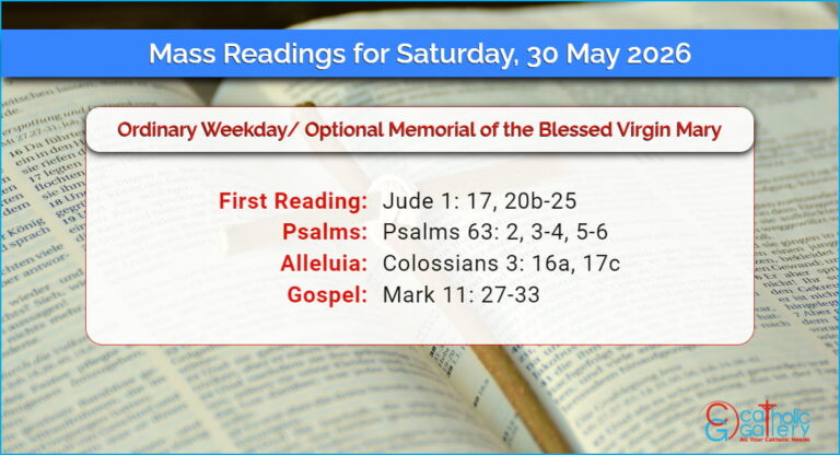 Daily Mass Readings for Saturday, 30 May 2026