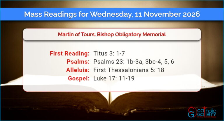 Daily Mass Readings for Wednesday, 11 November 2026