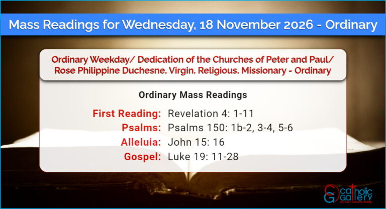 Daily Mass Readings for Wednesday, 18 November 2026 – Ordinary