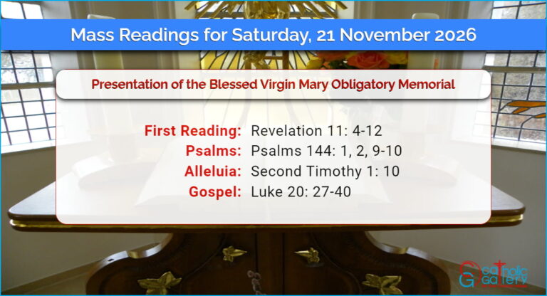 Daily Mass Readings for Saturday, 21 November 2026