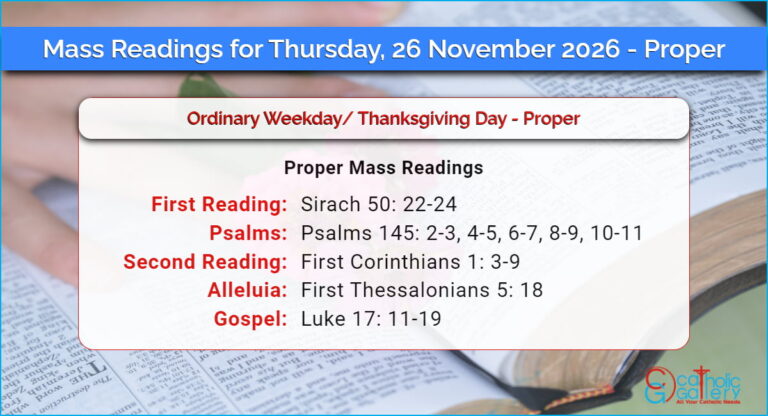 Daily Mass Readings for Thursday, 26 November 2026 – Proper