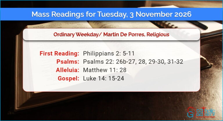 Daily Mass Readings for Tuesday, 3 November 2026