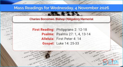 Daily Mass Readings for Wednesday, 4 November 2026