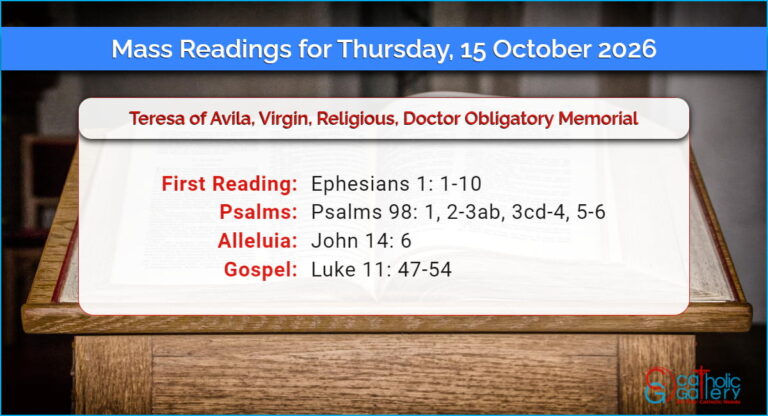 Daily Mass Readings for Thursday, 15 October 2026