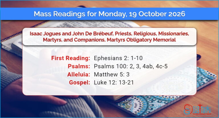 Daily Mass Readings for Monday, 19 October 2026
