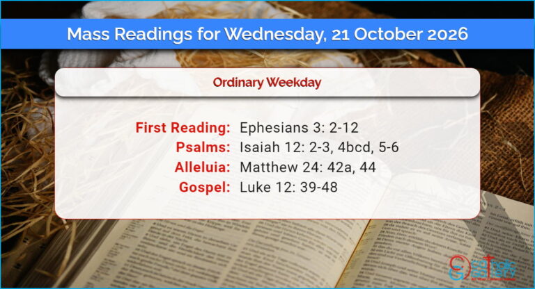 Daily Mass Readings for Wednesday, 21 October 2026