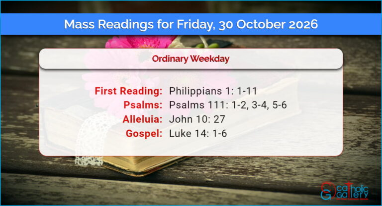 Daily Mass Readings for Friday, 30 October 2026