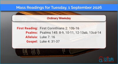 Daily Mass Readings for Tuesday, 1 September 2026
