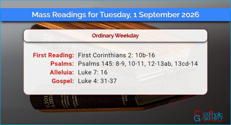 Daily Mass Readings for Tuesday, 1 September 2026