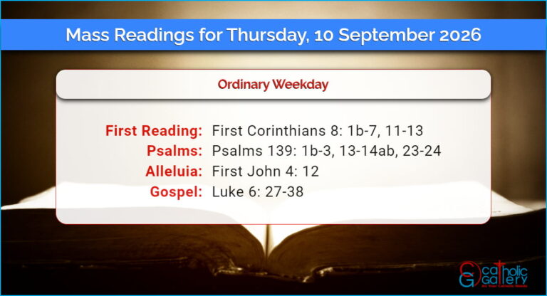Daily Mass Readings for Thursday, 10 September 2026