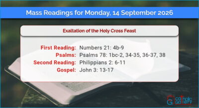 Daily Mass Readings for Monday, 14 September 2026