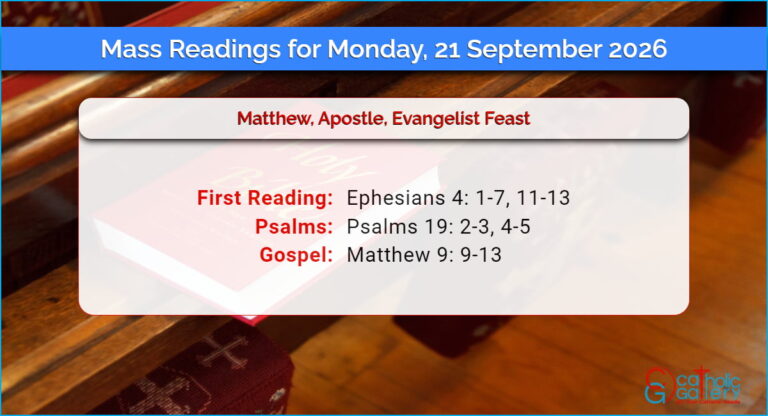 Daily Mass Readings for Monday, 21 September 2026
