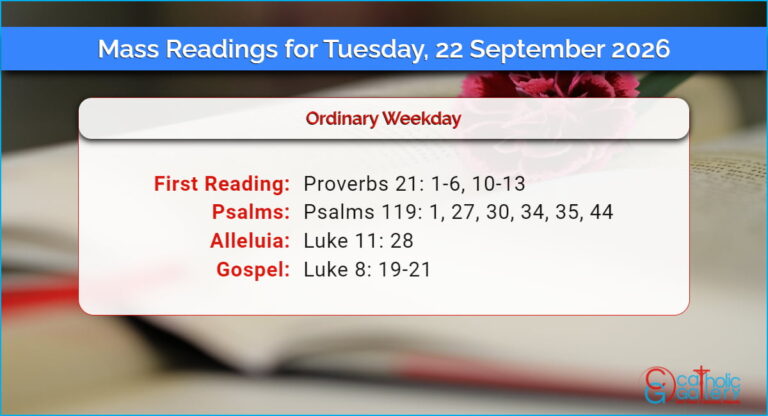 Daily Mass Readings for Tuesday, 22 September 2026