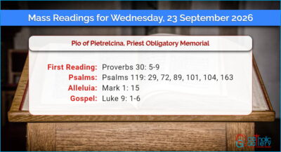 Daily Mass Readings for Wednesday, 23 September 2026