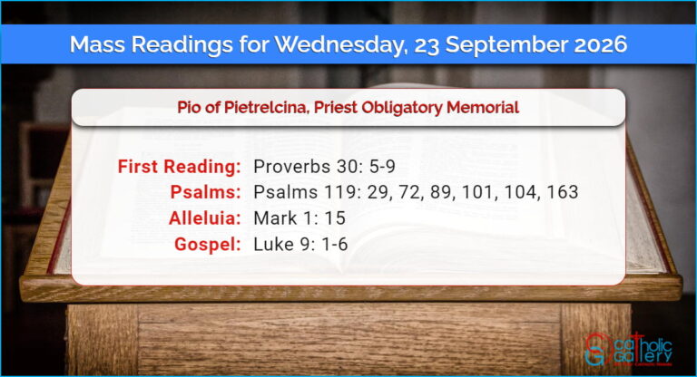Daily Mass Readings for Wednesday, 23 September 2026