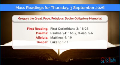 Daily Mass Readings for Thursday, 3 September 2026
