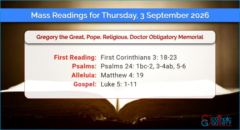 Daily Mass Readings for Thursday, 3 September 2026