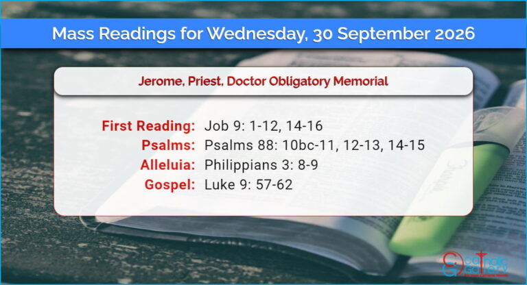 Daily Mass Readings for Wednesday, 30 September 2026