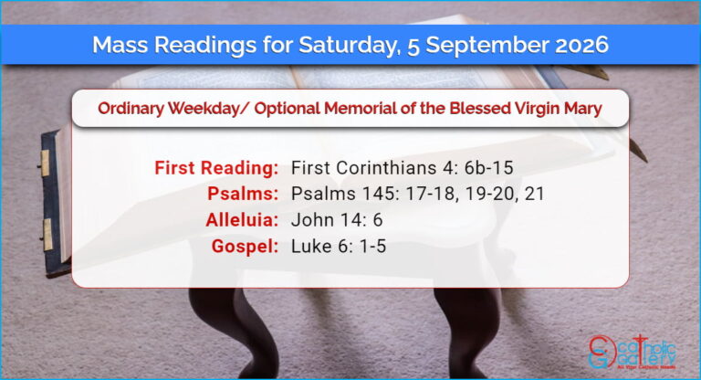 Daily Mass Readings for Saturday, 5 September 2026