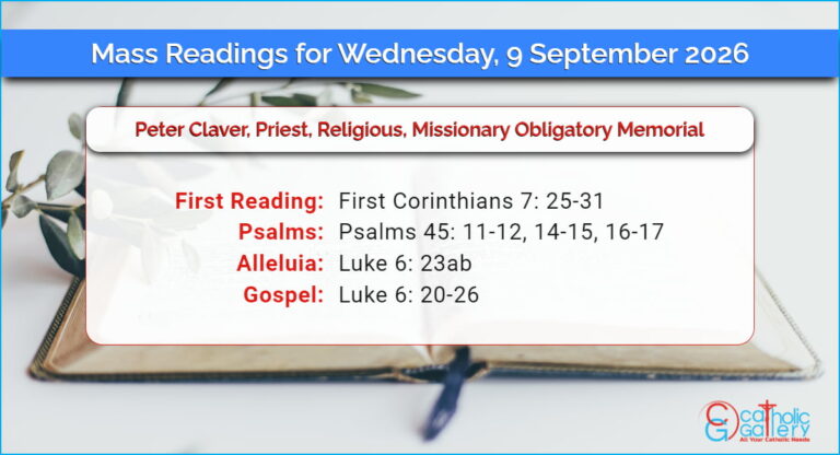 Daily Mass Readings for Wednesday, 9 September 2026