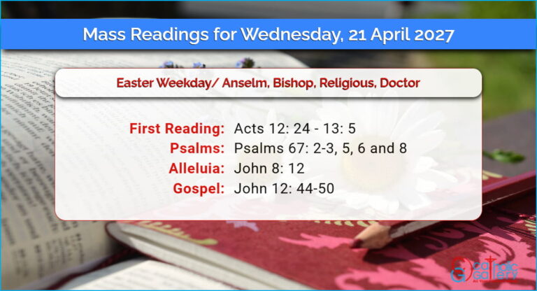 Daily Mass Readings for Wednesday, 21 April 2027