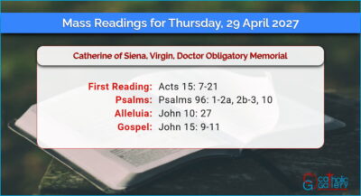 Daily Mass Readings for Thursday, 29 April 2027