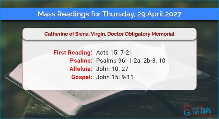 Daily Mass Readings for Thursday, 29 April 2027