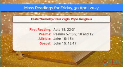 Daily Mass Readings for Friday, 30 April 2027