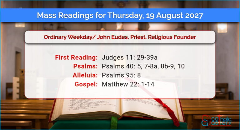Daily Mass Readings for Thursday, 19 August 2027