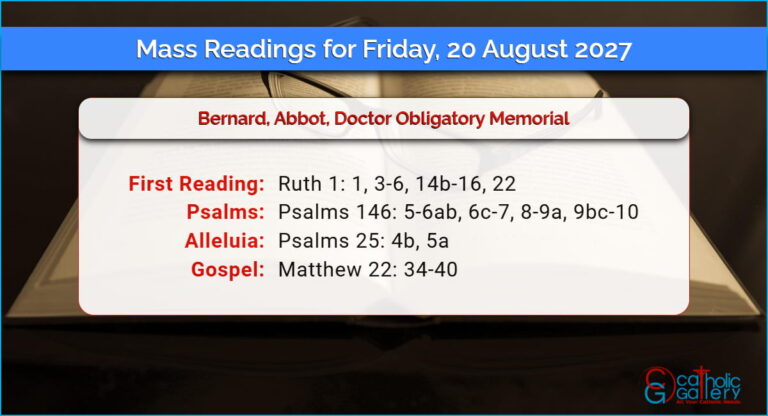 Daily Mass Readings for Friday, 20 August 2027