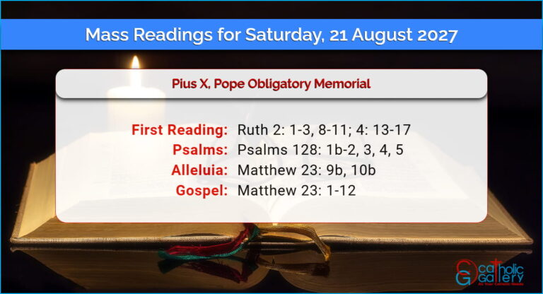 Daily Mass Readings for Saturday, 21 August 2027
