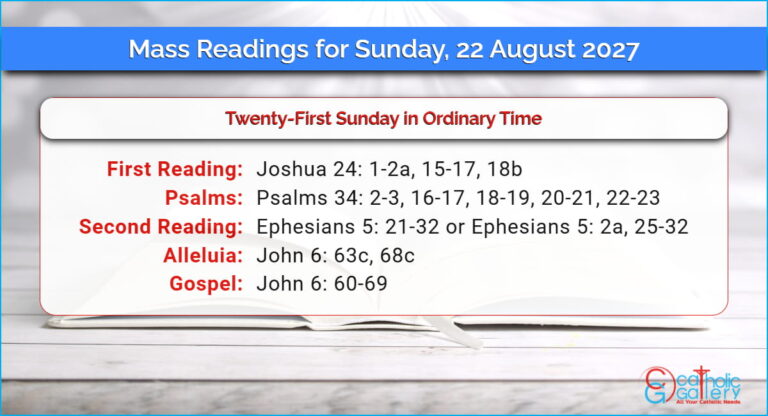 Daily Mass Readings for Sunday, 22 August 2027