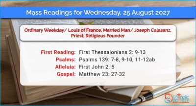 Daily Mass Readings for Wednesday, 25 August 2027