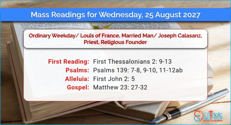 Daily Mass Readings for Wednesday, 25 August 2027