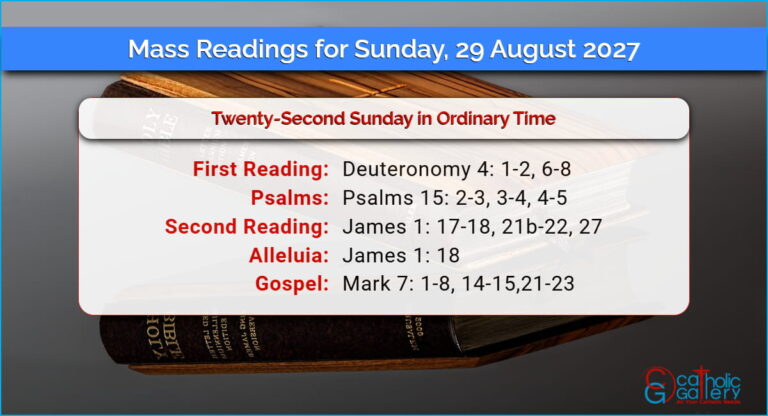 Daily Mass Readings for Sunday, 29 August 2027